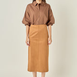 Faux Suede Midi Skirt
