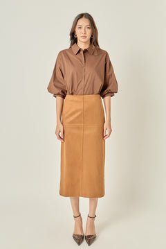 Faux Suede Midi Skirt