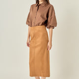 Faux Suede Midi Skirt
