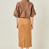 Faux Suede Midi Skirt