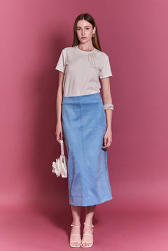 Faux Suede Midi Skirt