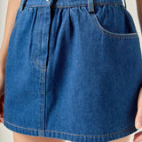 Ruffle Denim Skort
