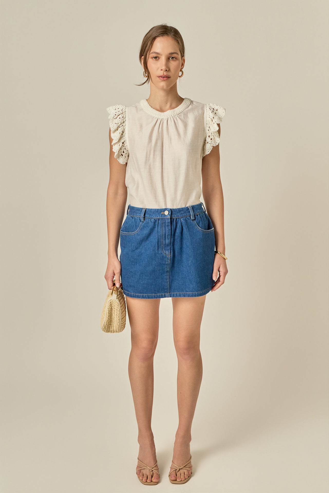 Ruffle Denim Skort
