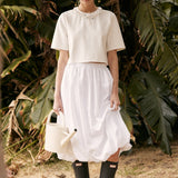 Poplin Bubble Hem Midi Skirt