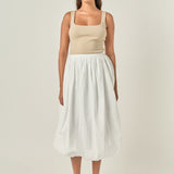 Poplin Bubble Hem Midi Skirt