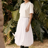 Poplin Bubble Hem Midi Skirt