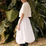 Poplin Bubble Hem Midi Skirt
