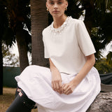 Poplin Bubble Hem Midi Skirt