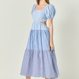 Stripe Color Block Midi Dress