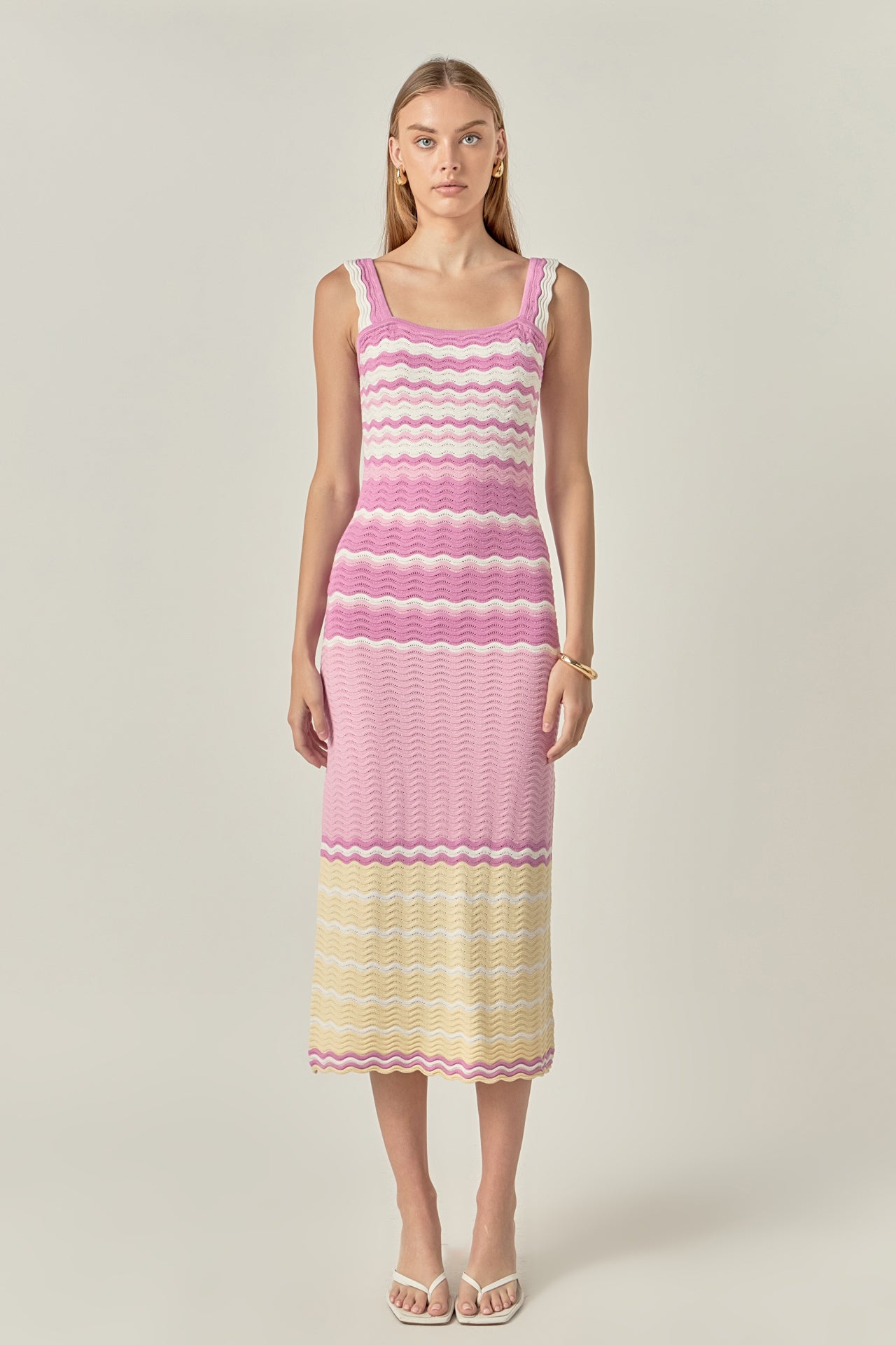 Pastel Waves Crochet Midi Dress English Factory Pastel Waves Crochet Midi Dress English Factory