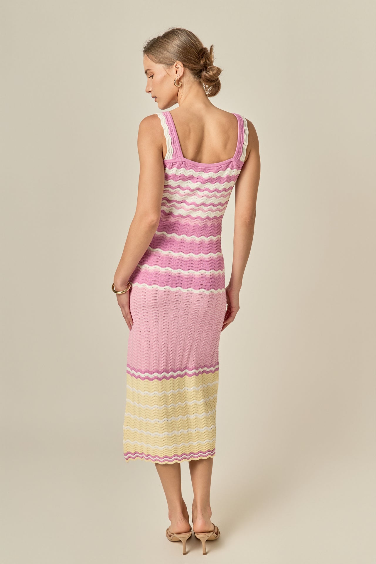 Pastel Waves Crochet Midi Dress – English Factory