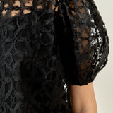 Floral Texture Puff Sleeve Top