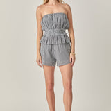 Gingham Check Strapless Top