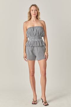 Gingham Check Strapless Top
