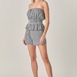 Gingham Check Strapless Top