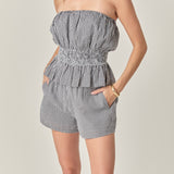 Gingham Check Strapless Top