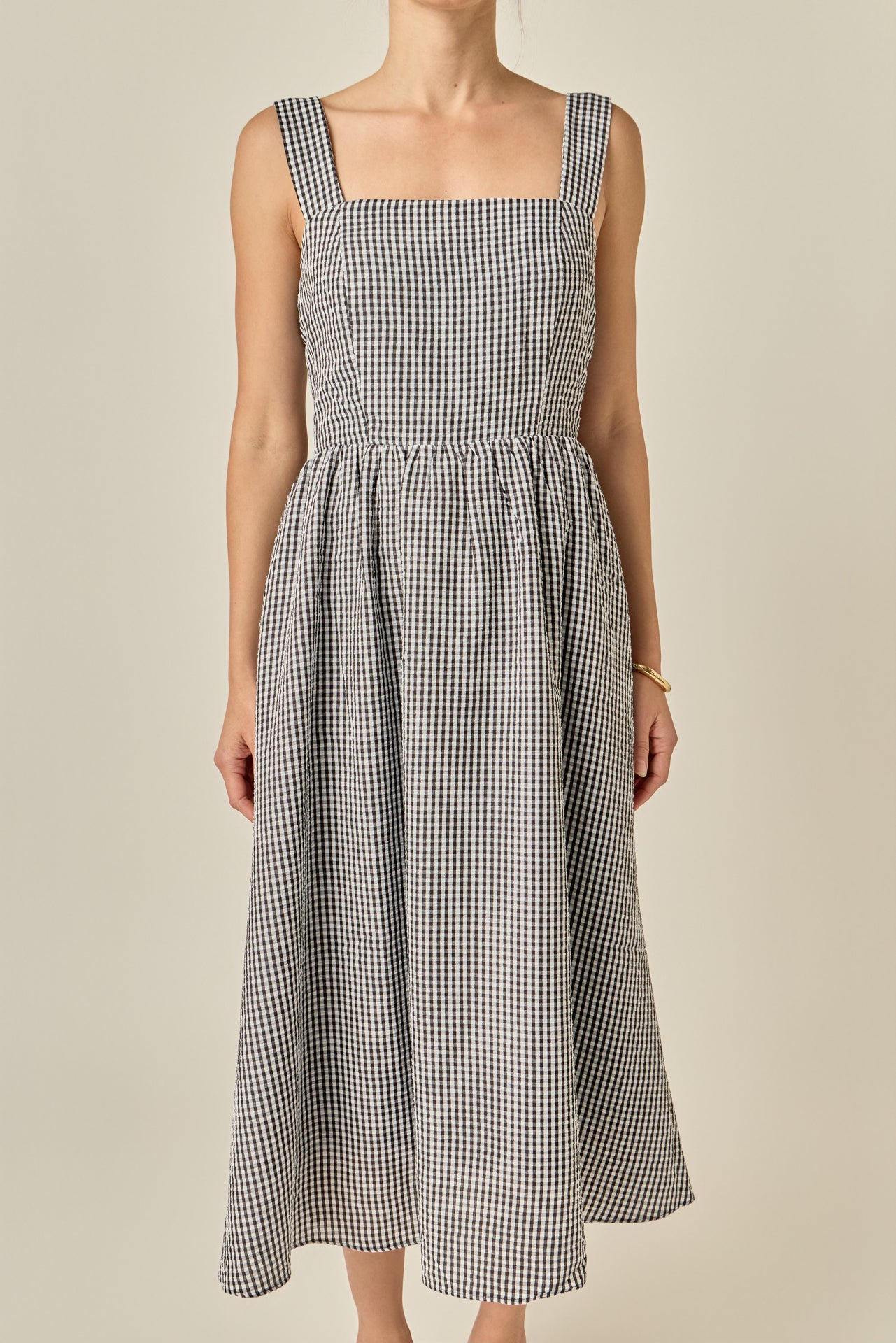 Gingham Check Square Neck Dress – English Factory