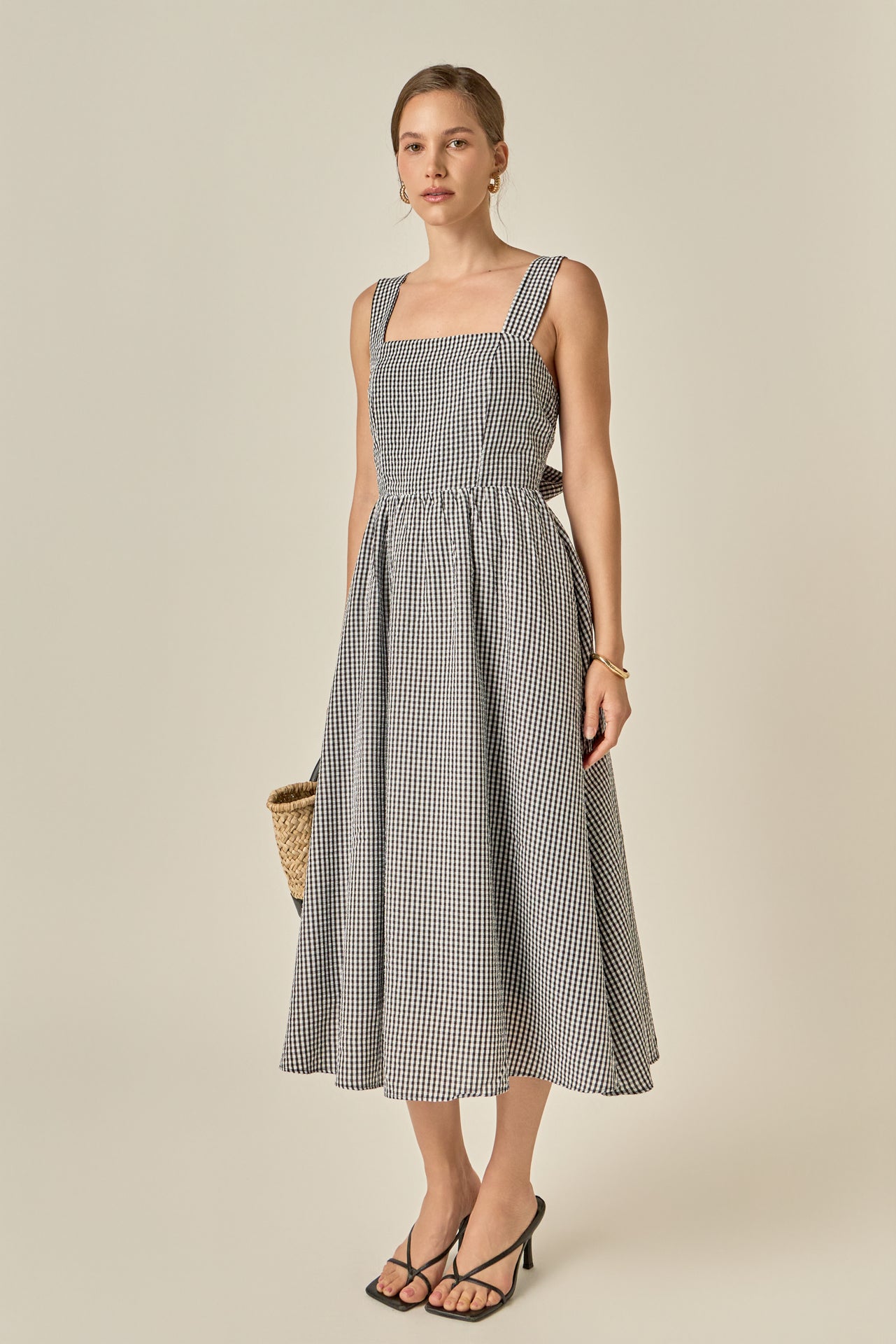 Gingham Check Square Neck Dress – English Factory