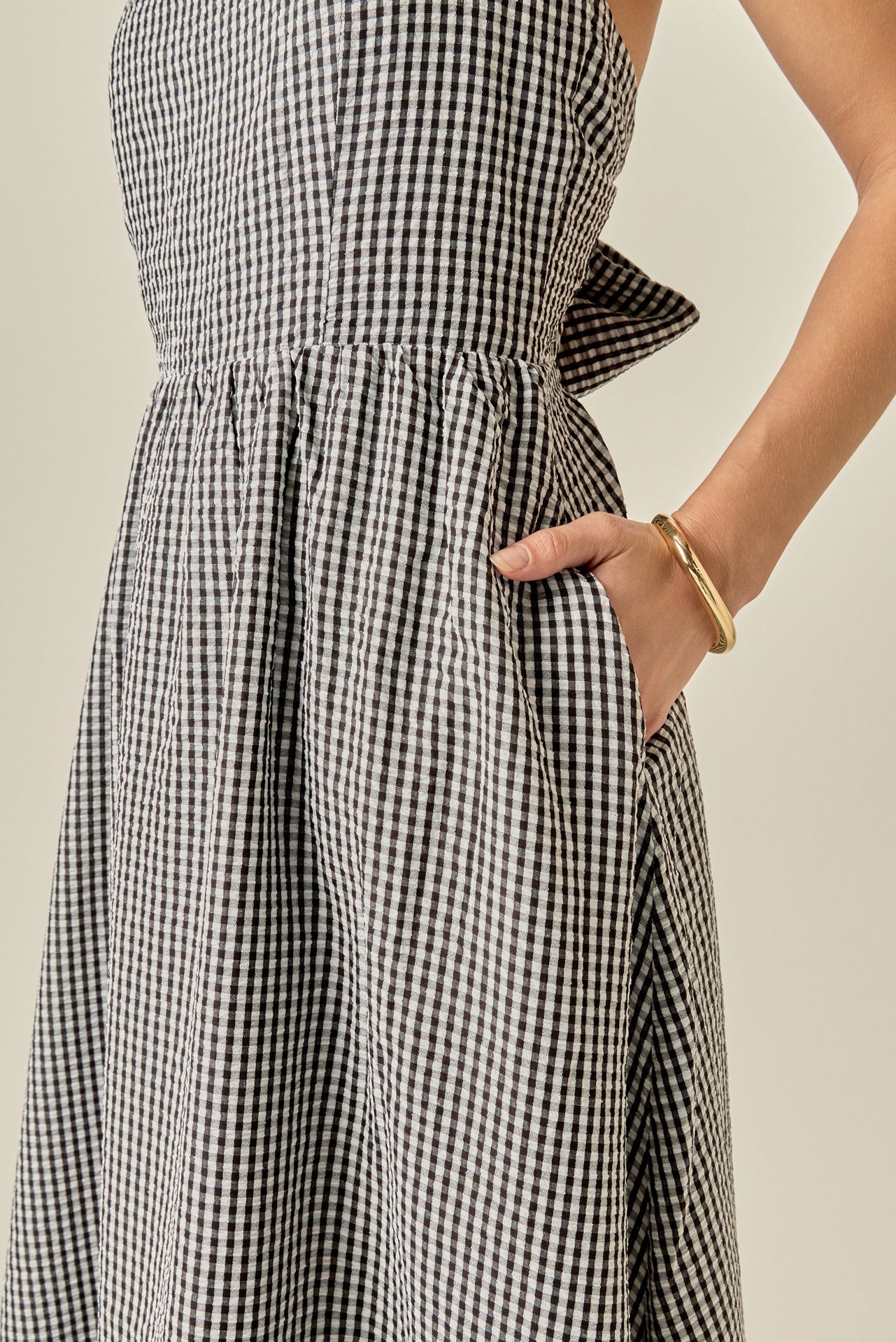 Gingham Check Square Neck Dress – English Factory