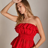 Sweet Scallop Strapless Top