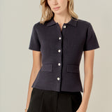 Gem Button Knit Top