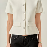 Gem Button Knit Top