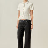 Gem Button Knit Top