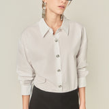 Crystal Button Oversized Shirt