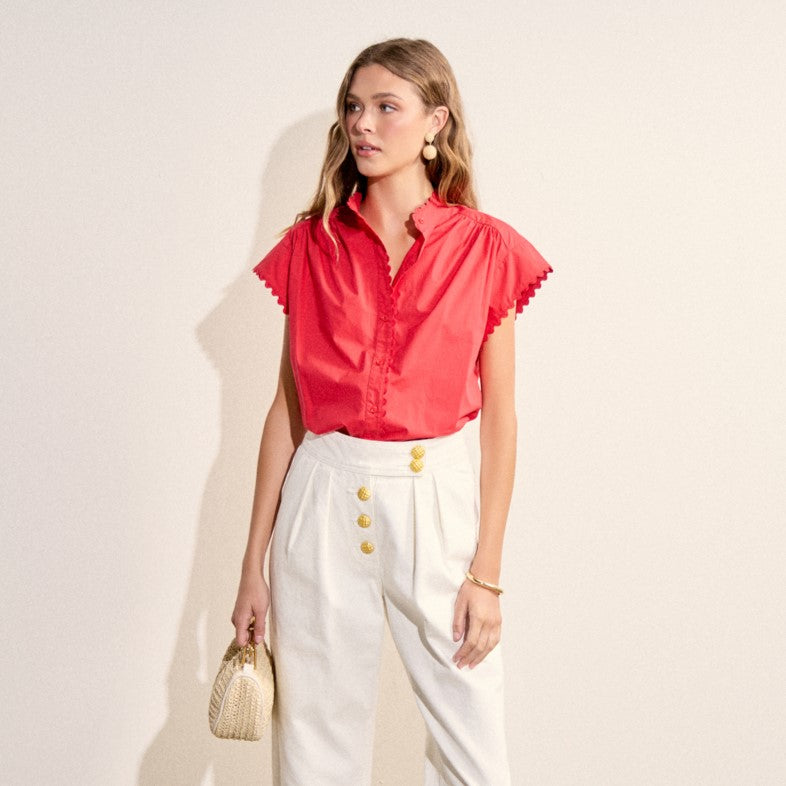 Scallop Trim Ric Rac Short Sleeve Shirt