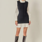Shirt Mixed Media Mini Dress