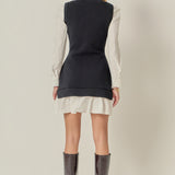 Shirt Mixed Media Mini Dress