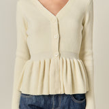 Peplum Knit Long Sleeve Vest