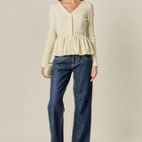 Peplum Knit Long Sleeve Vest