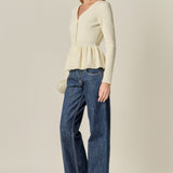 Peplum Knit Long Sleeve Vest