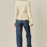 Peplum Knit Long Sleeve Vest