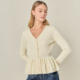 Peplum Knit Long Sleeve Vest