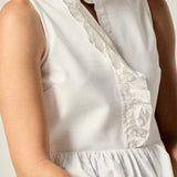 Sleeveless Ruffle Peplum Mixed Media Top