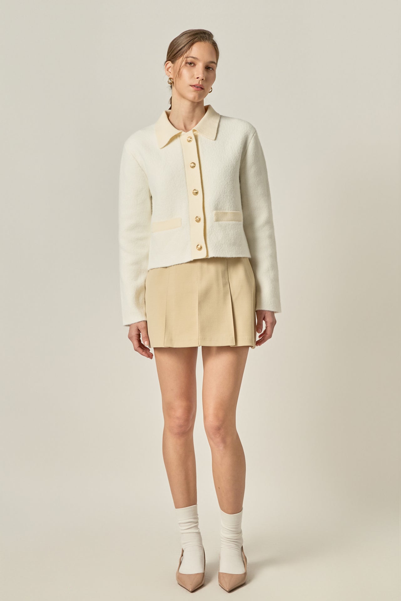 Contrast Placket Cardigan – English Factory