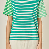 Stripe Color Block Short Sleeve Shirt