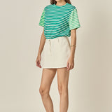 Stripe Color Block Short Sleeve Shirt