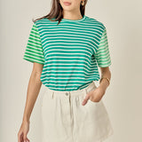 Stripe Color Block Short Sleeve Shirt