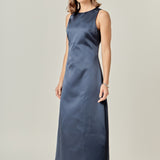 Satin Sleeveless Midi Dress