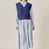 Collared Mixed Media Midi Dress
