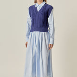 Collared Mixed Media Midi Dress