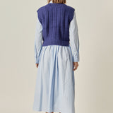 Collared Mixed Media Midi Dress