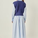 Collared Mixed Media Midi Dress