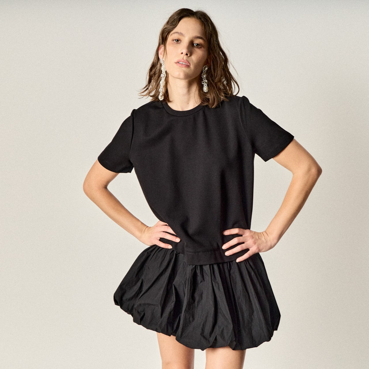 Bubble Mixed Media Mini Dress