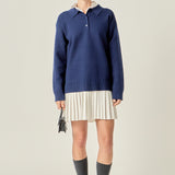 Polo Mixed Media Mini Dress