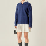 Polo Mixed Media Mini Dress