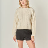 Crewneck Cable Sweater